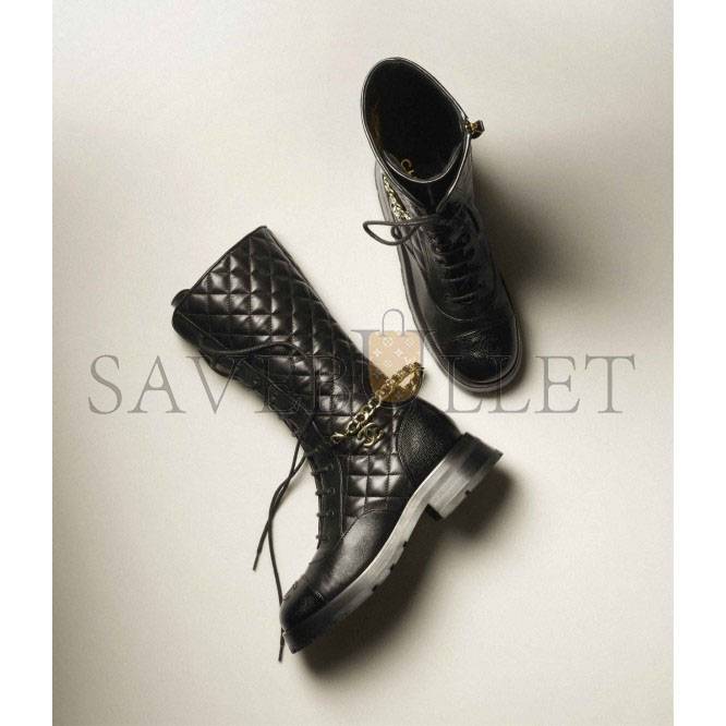 Ch*el lace-ups lambskin & grained calfskinblack g39394 y56181 94305