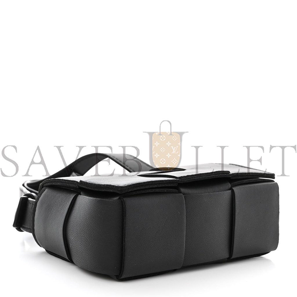 bo*te*ga Ve*ne*ta lambskin maxi intreccio candy cassette crossbody bag black  (12*8*4cm)