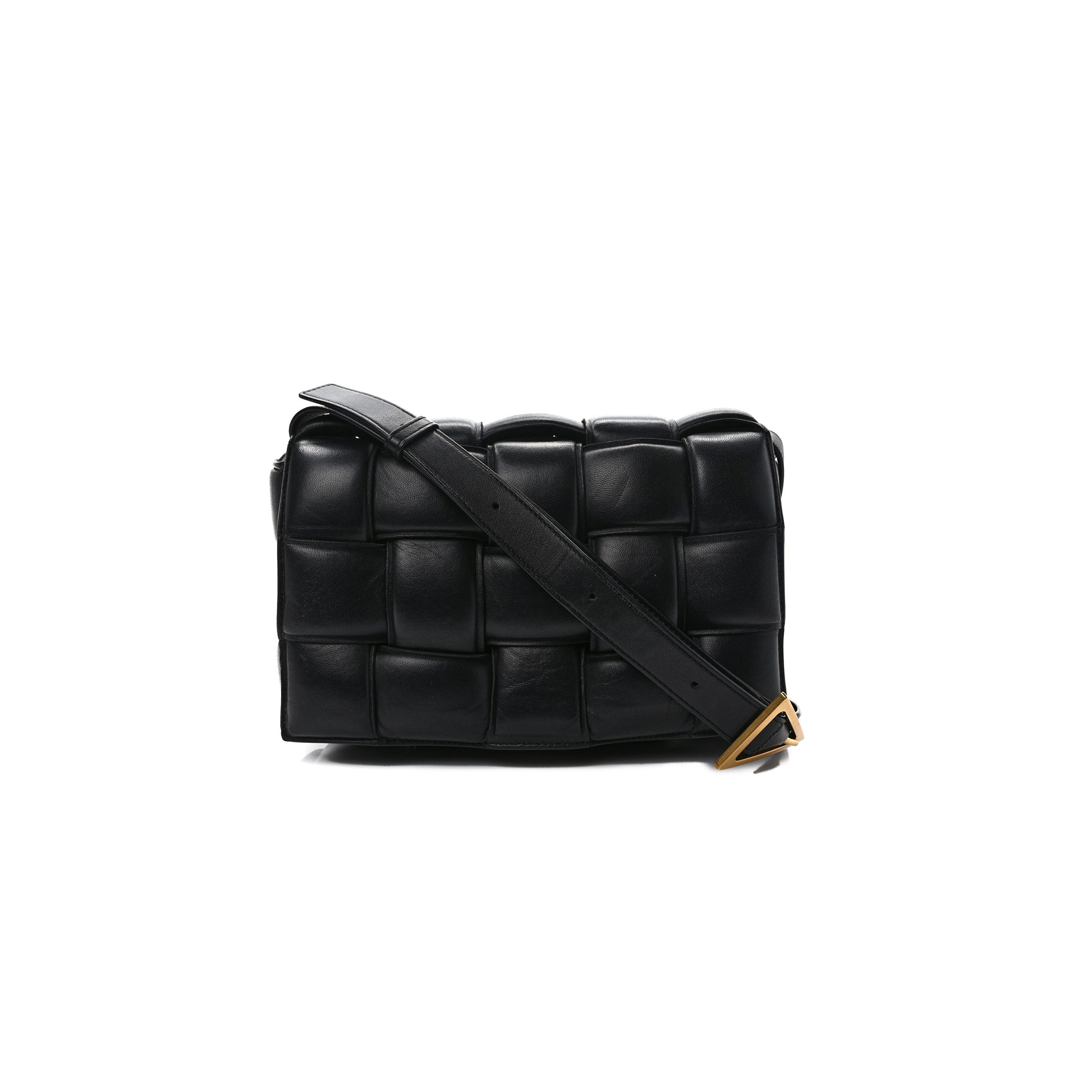 bo*te*ga Ve*ne*ta nappa maxi intrecciato padded cassette crossbody bag black  (26*18*8cm)