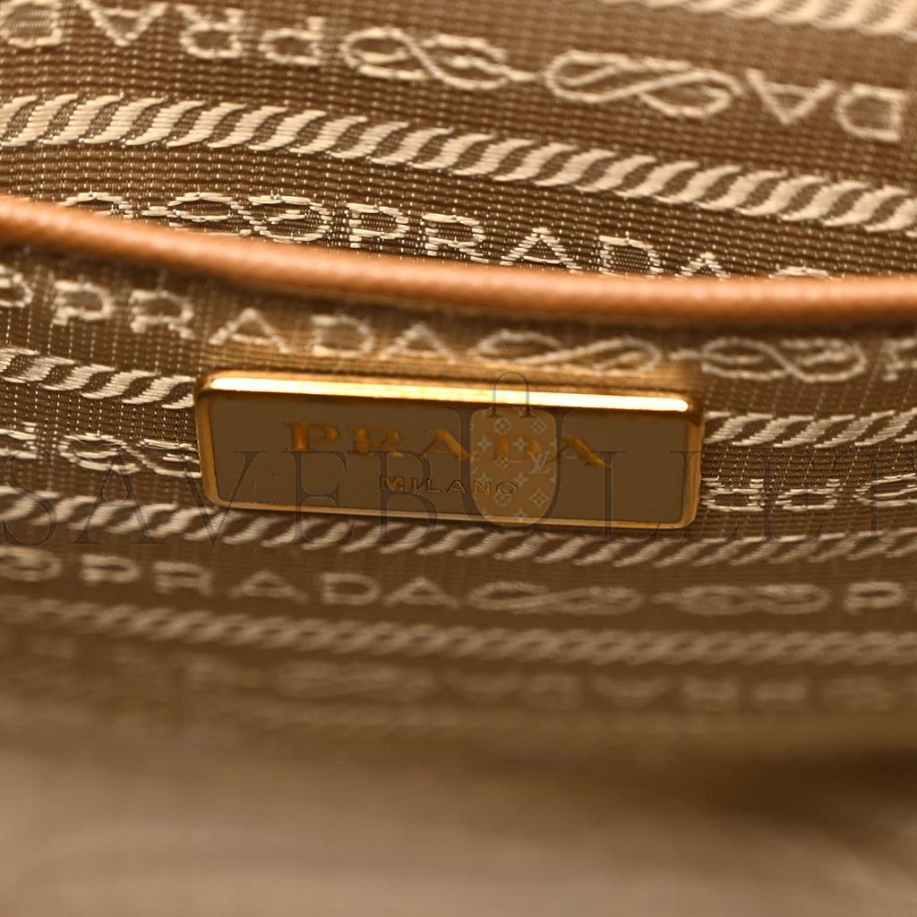 Pra*a saffiano large galleria double zip tote caramel (36*26*16cm)