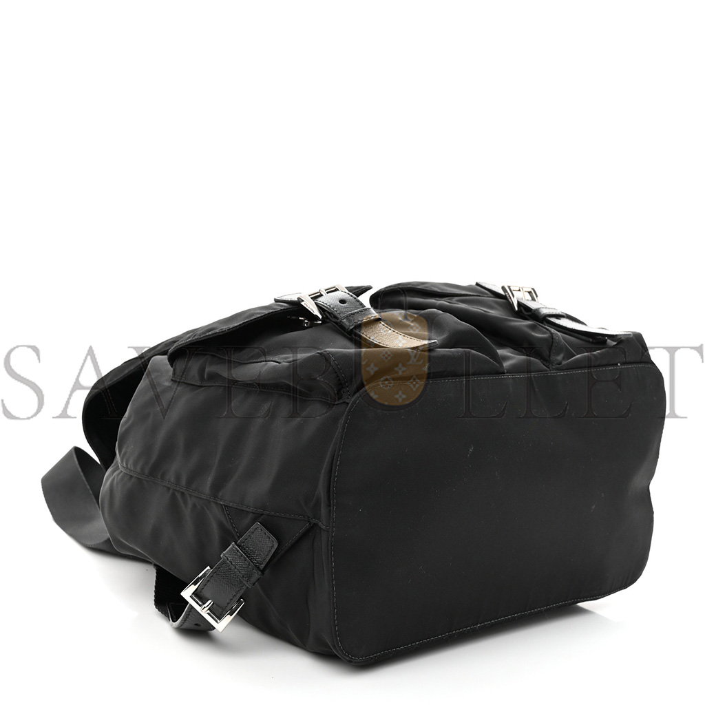 Pra*a tessuto nylon saffiano medium backpack black (30*29*15cm)