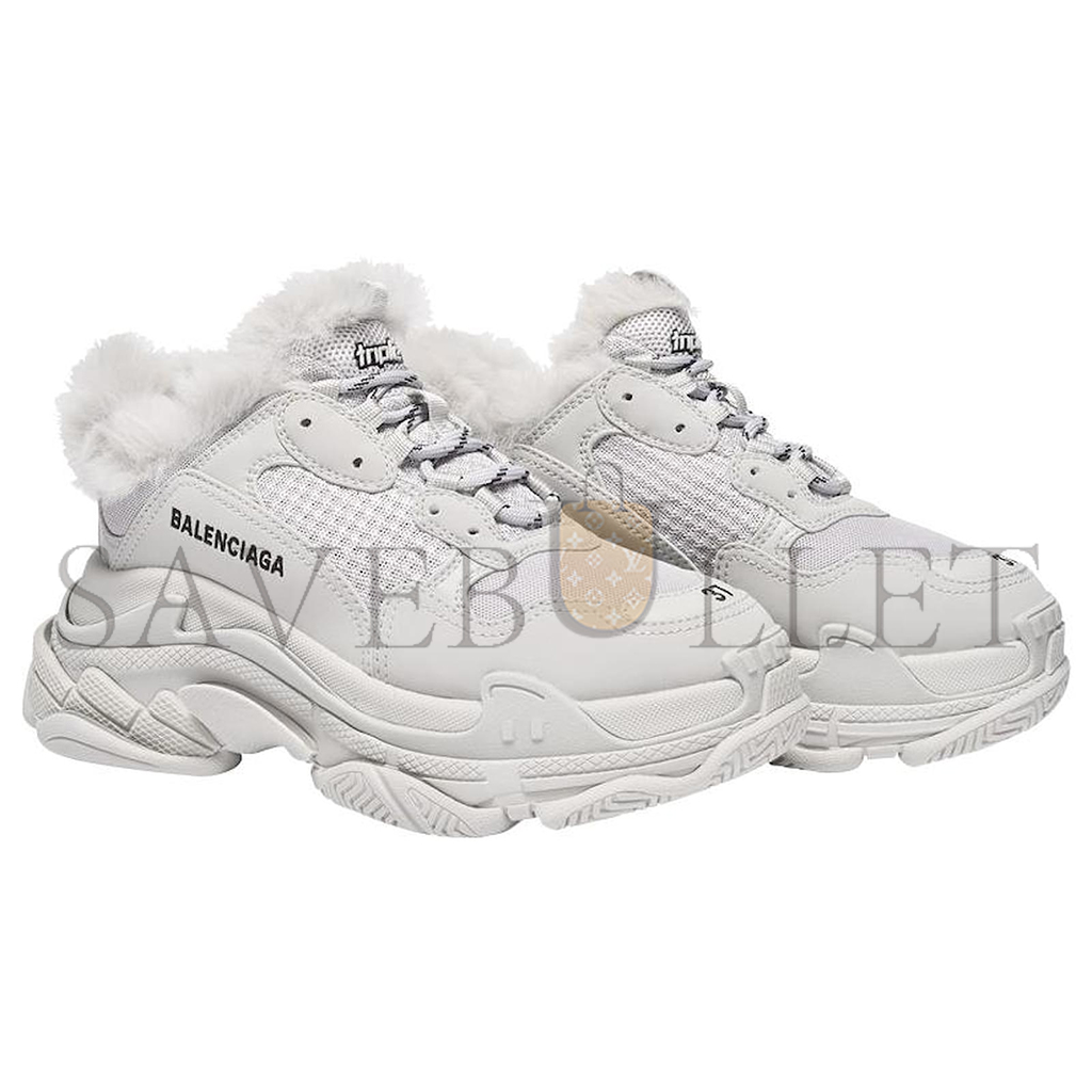 Ba*len*cia*ga triple s fur sneakers in white canvas 668563w3cq51210