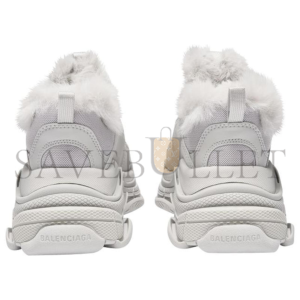 Ba*len*cia*ga triple s fur sneakers in white canvas 668563w3cq51210