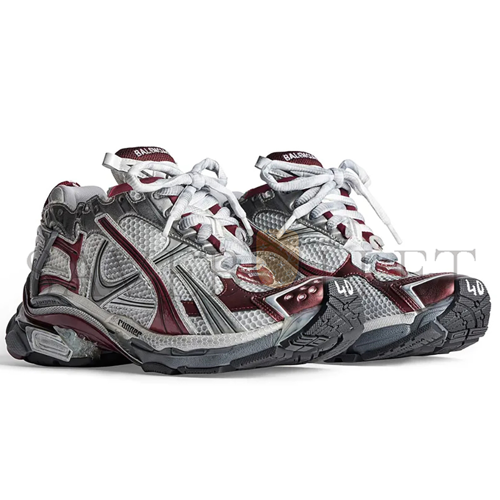 Ba*len*cia*ga runner sneakers grijs donkerrood 772774w2rbw052