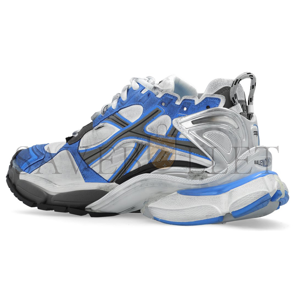 Ba*len*cia*ga runner distressed panelled sneakers in blue 772774w3rny4912