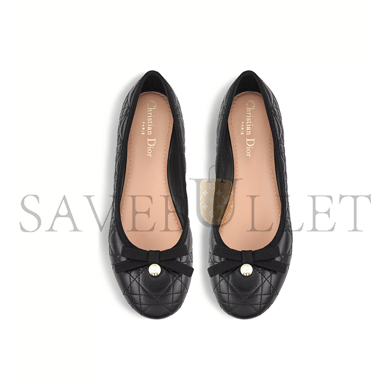D*or ballet flat black quilted cannage calfskin kdb877cqc_s900