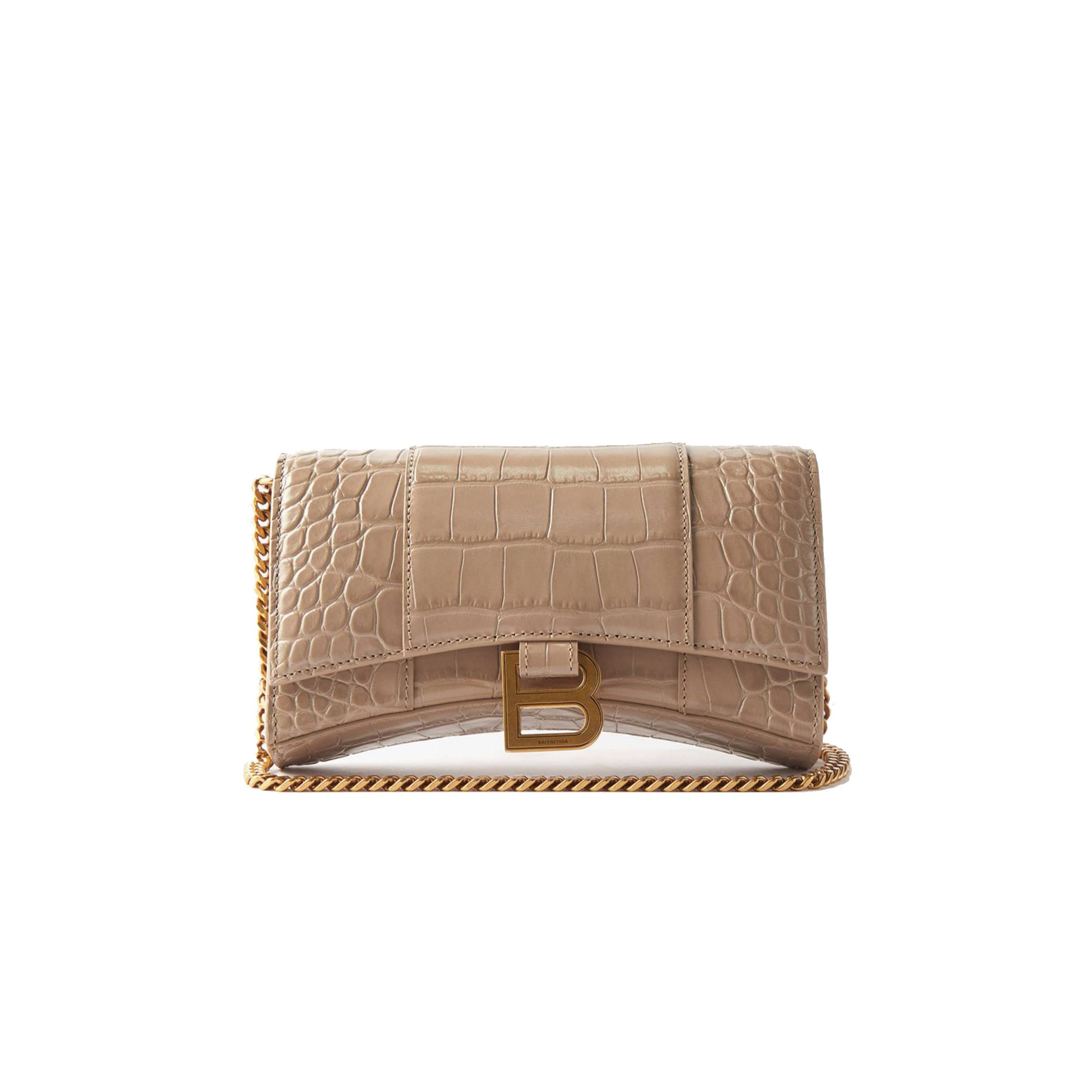 Ba*len*cia*ga brown hourglass crocodile-effect leather cross-body bag  matchesfashion us (19.4*11*4.8cm)