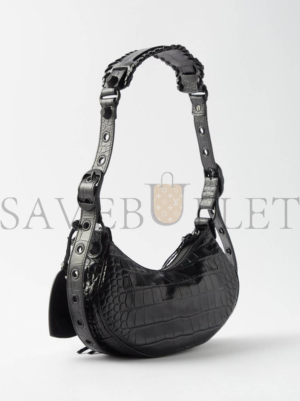 Ba*len*cia*ga black le cagole xs croc-effect leather shoulder bag  matchesfashion us (25.6*11.4*7.3cm)