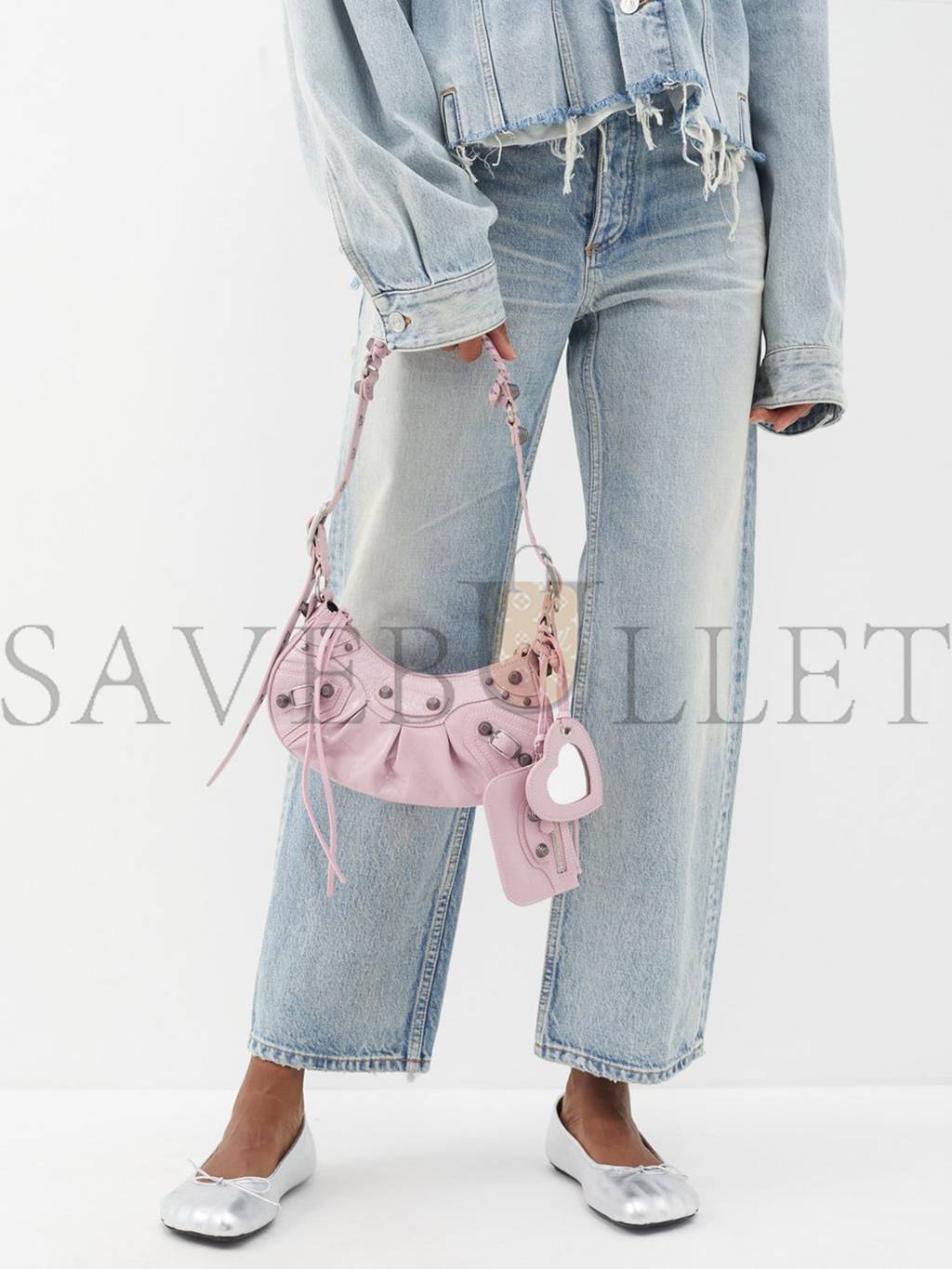 Ba*len*cia*ga pink le cagole xs leather shoulder bag  matchesfashion us (26*13*5cm)