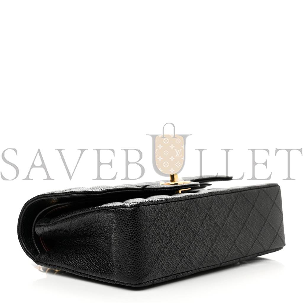 Ch*el caviar quilted small double flap black  gold hardware (23*14*6cm)