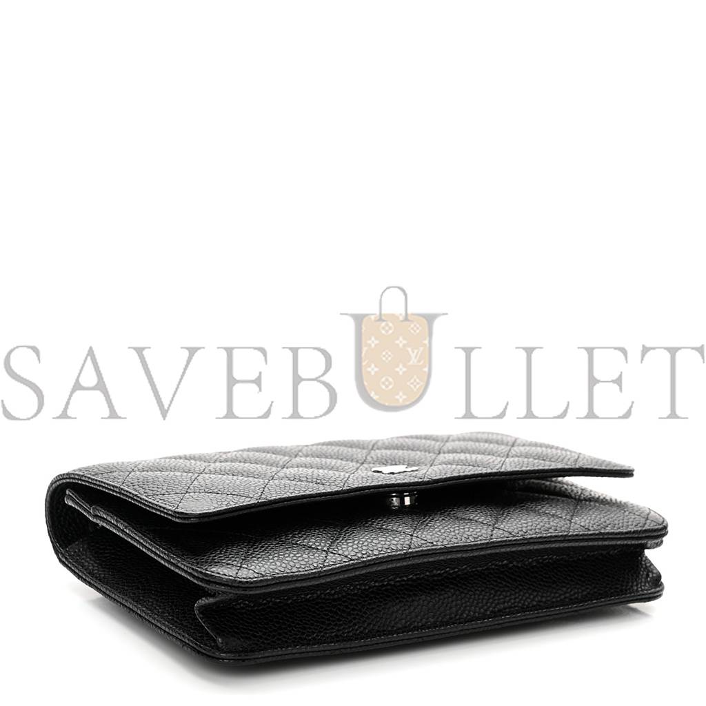 Ch*el caviar quilted large coco handle flap  black silver hardware (20*13*4cm)