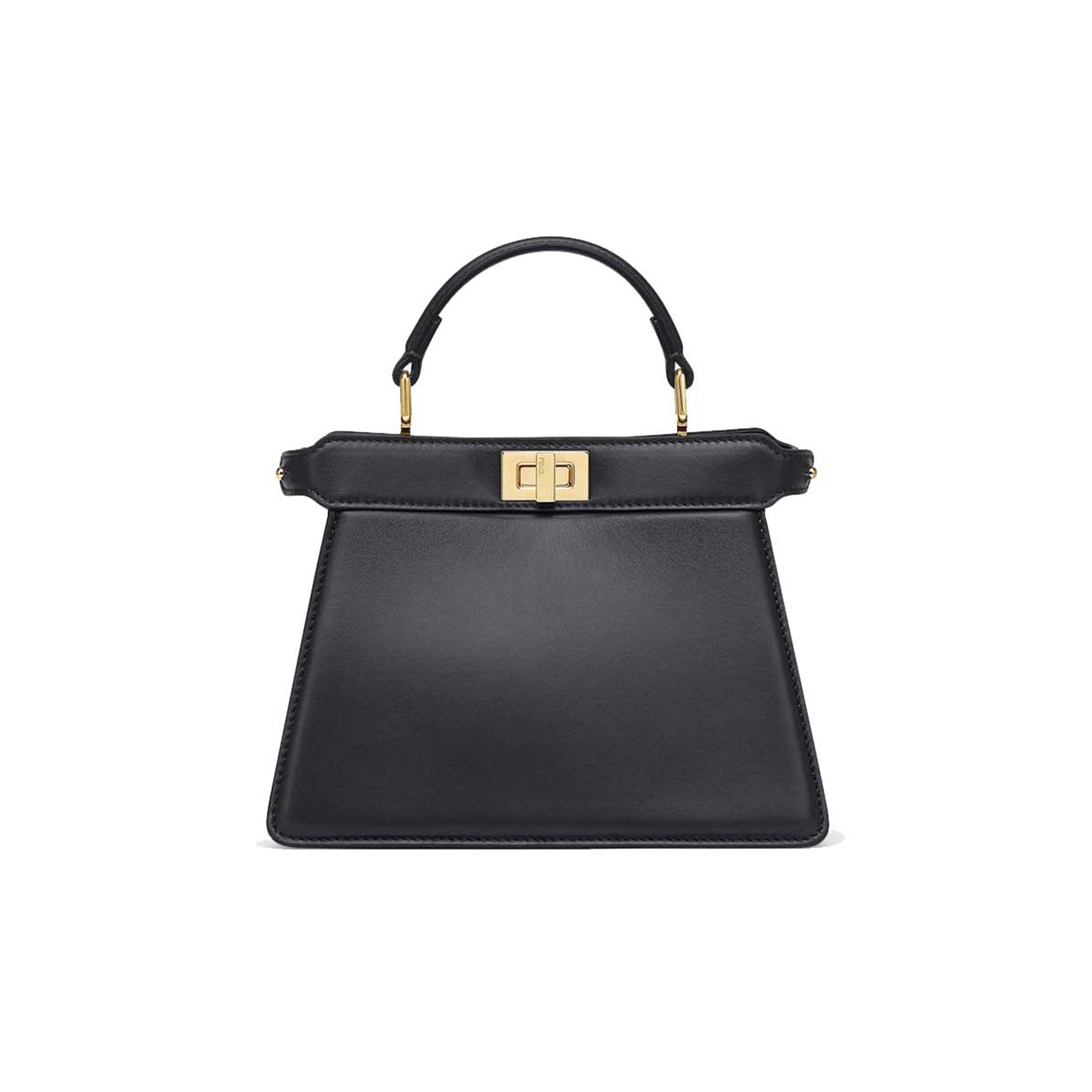 F**di peekaboo iseeu petite - black padded nappa leather bag 8bn335abvef0kur (20*15.5*11cm)
