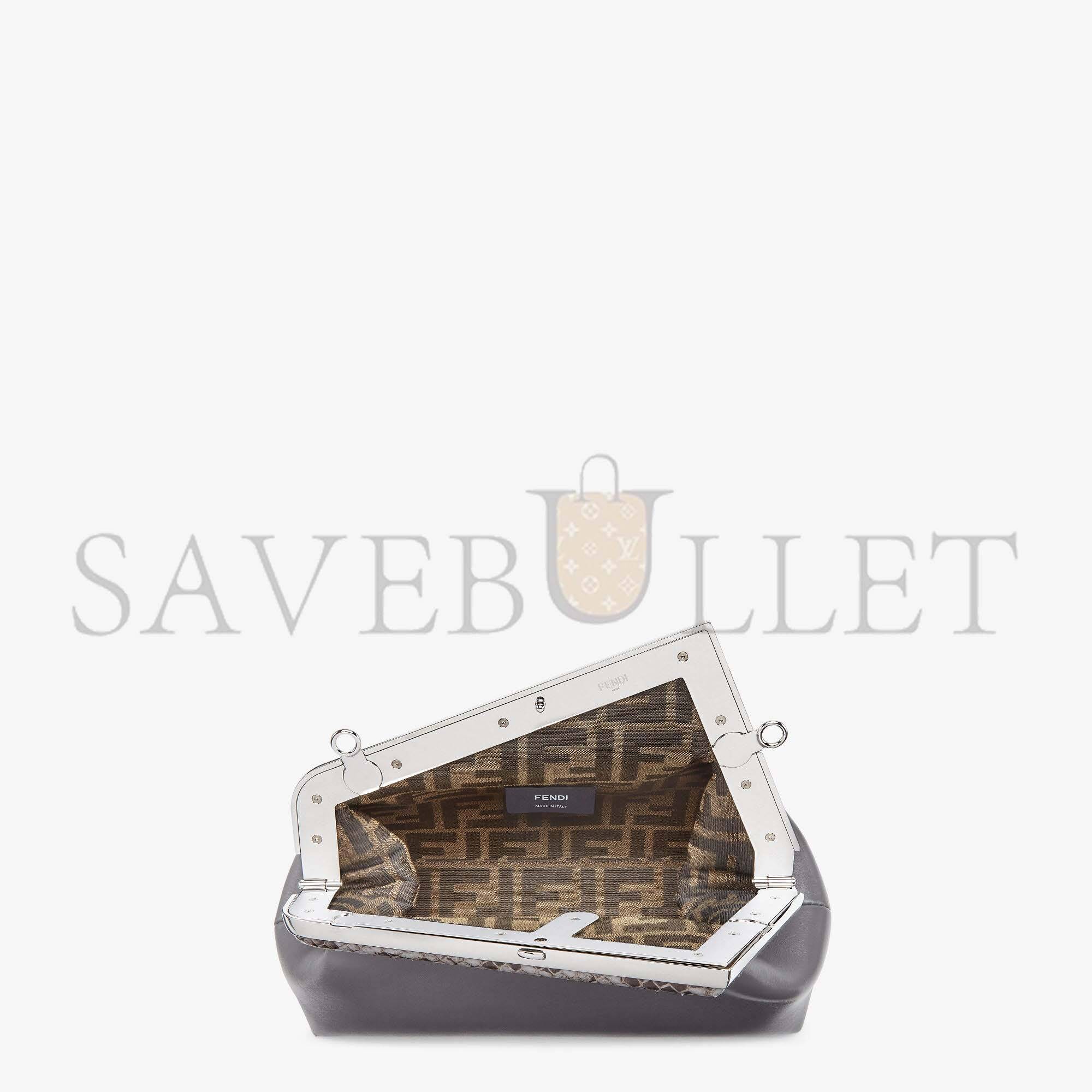 F**di first small - python and dark gray leather bag 8bp129agwrf1i00 (26*18*9.5cm)