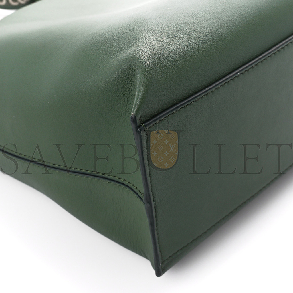 loewe S*pple smooth calfskin jacquard cubi crossbody bag green (33*29*17cm)