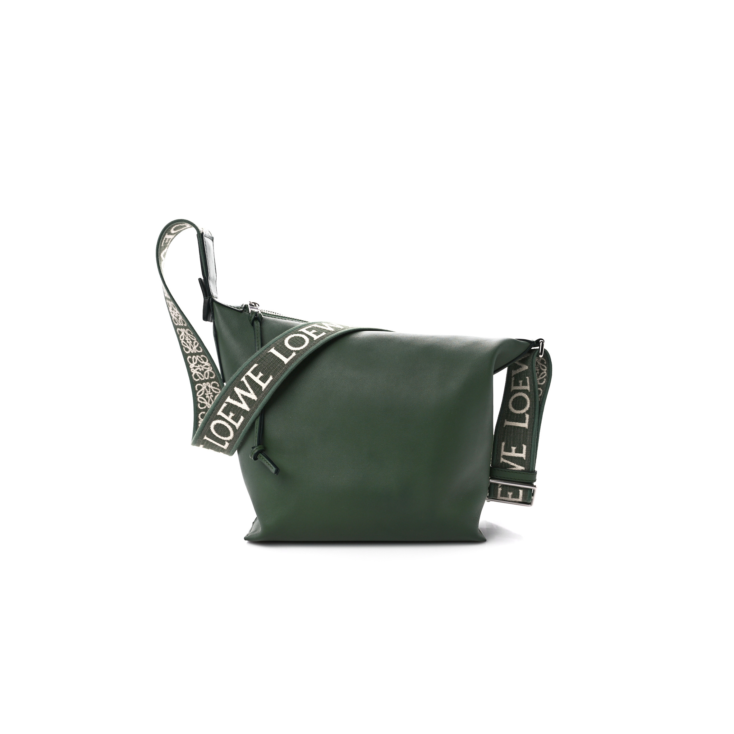 loewe S*pple smooth calfskin jacquard cubi crossbody bag green (33*29*17cm)