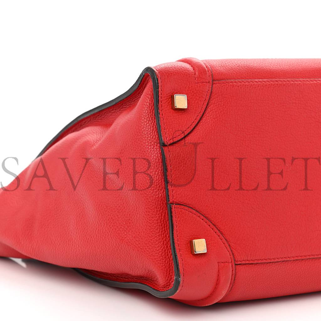Ce**e drummed calfskin mini luggage coquelicot (32*30*18cm)