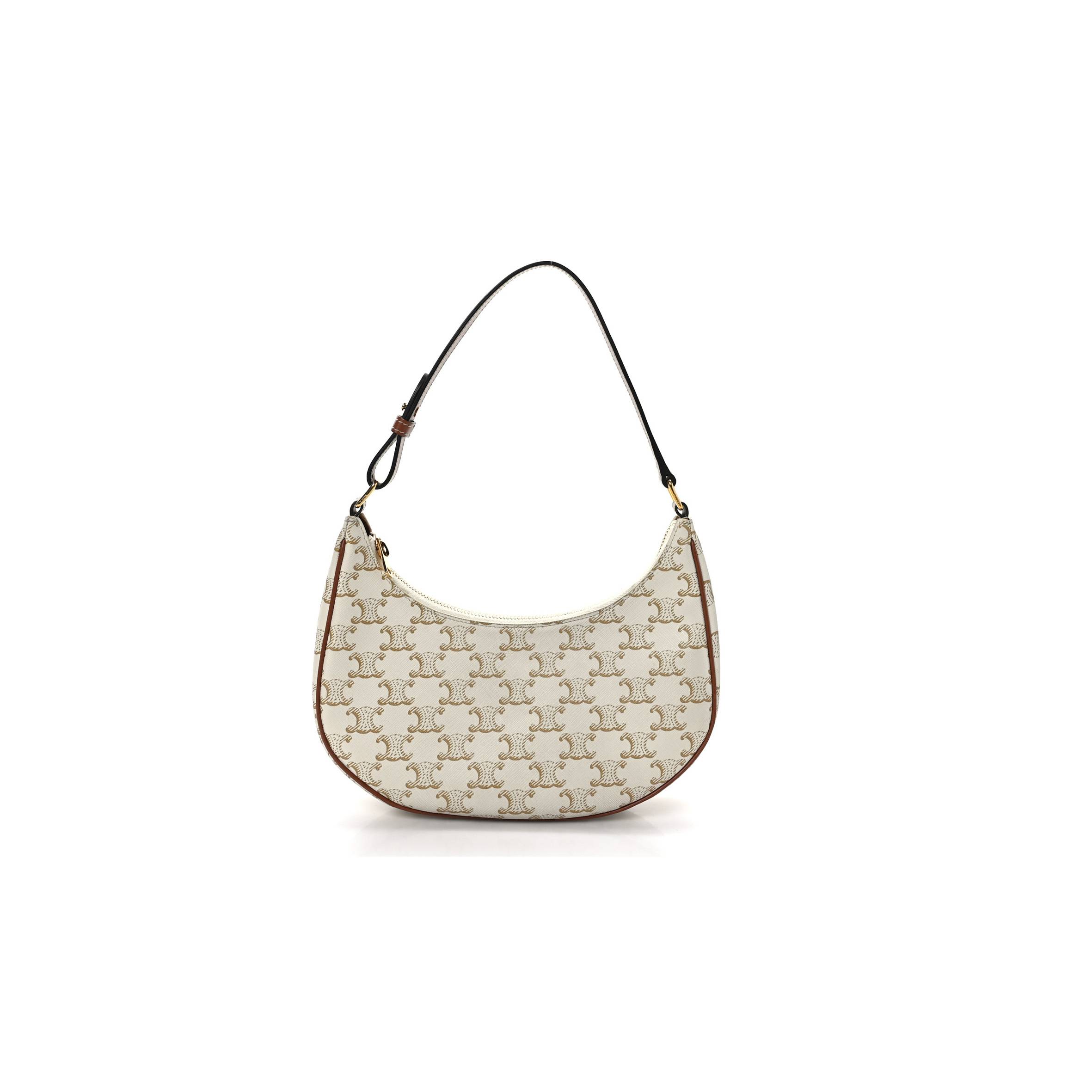 Ce**e canvas calfskin ava triomphe shoulder bag white (24*13*7cm)