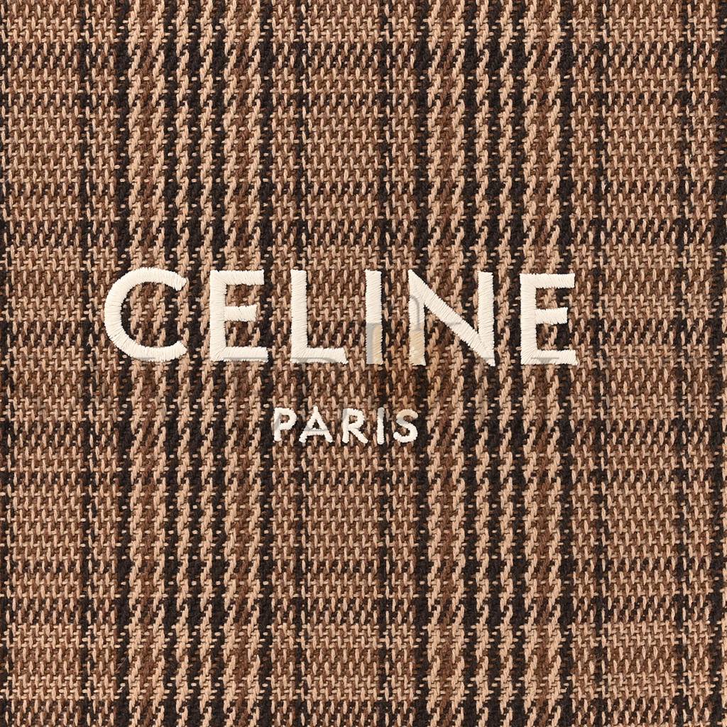 Ce**e calfskin tweed small vertical cabas dark brown (31*28*8cm)