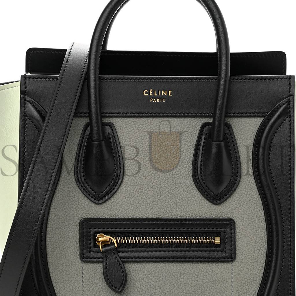 Ce**e baby grained calfskin nano tri-color luggage zinc almond (20*19*10cm)