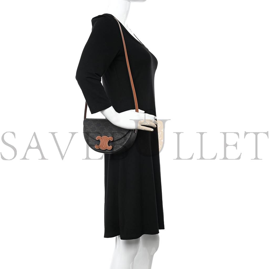 Ce**e calfskin triomphe canvas besace tan (22*14*6cm)