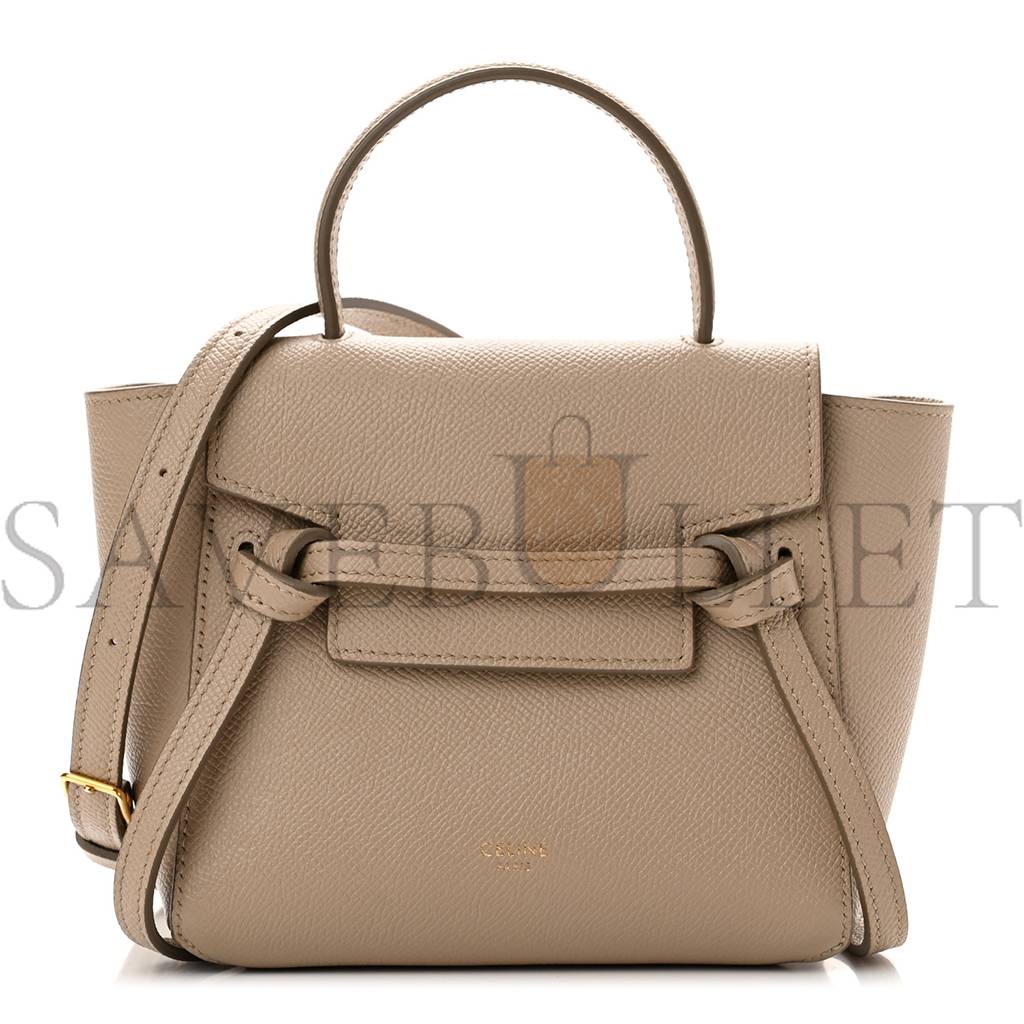 Ce**e grained calfskin nano belt bag light taupe (20*18*10cm)