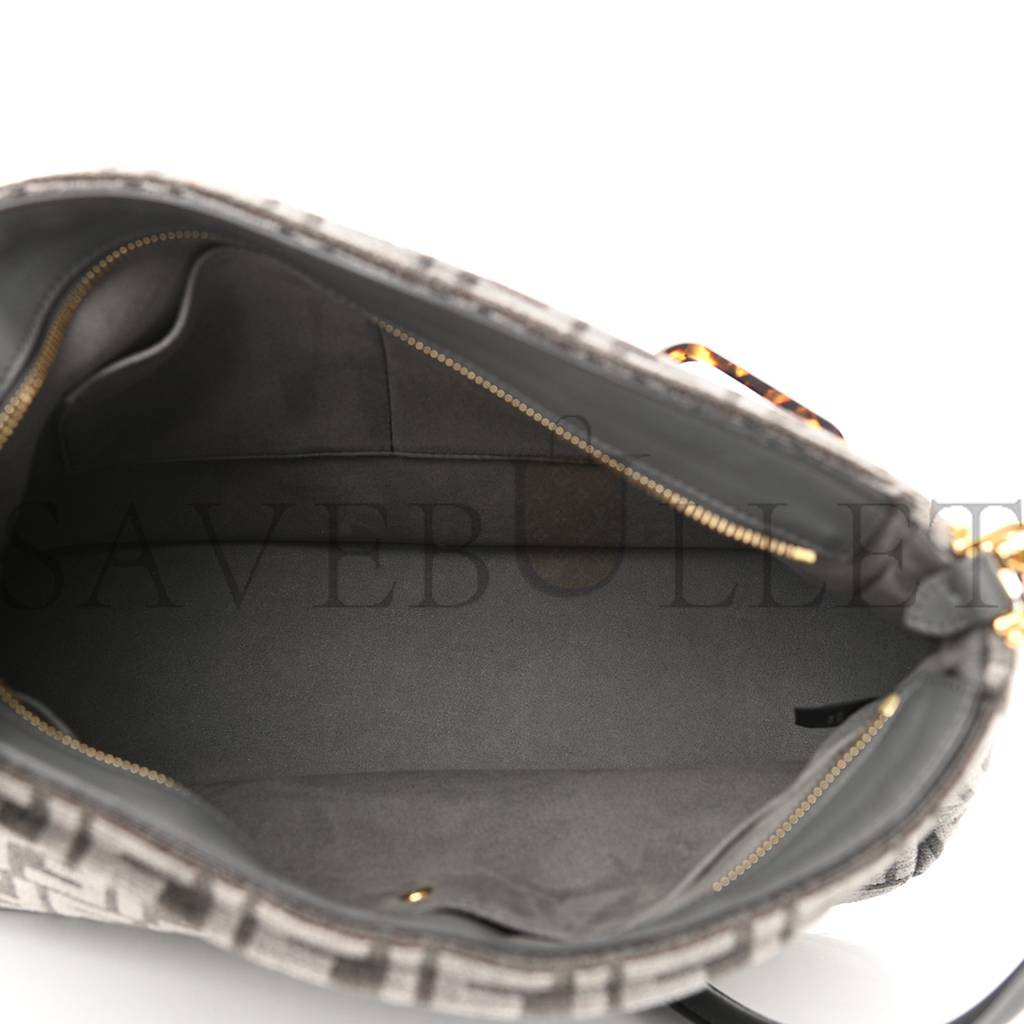 F**di chenille vitello seta plexiglass ff F**di o&#x27;lock zipper anthracite asfalto (35*23*14cm)